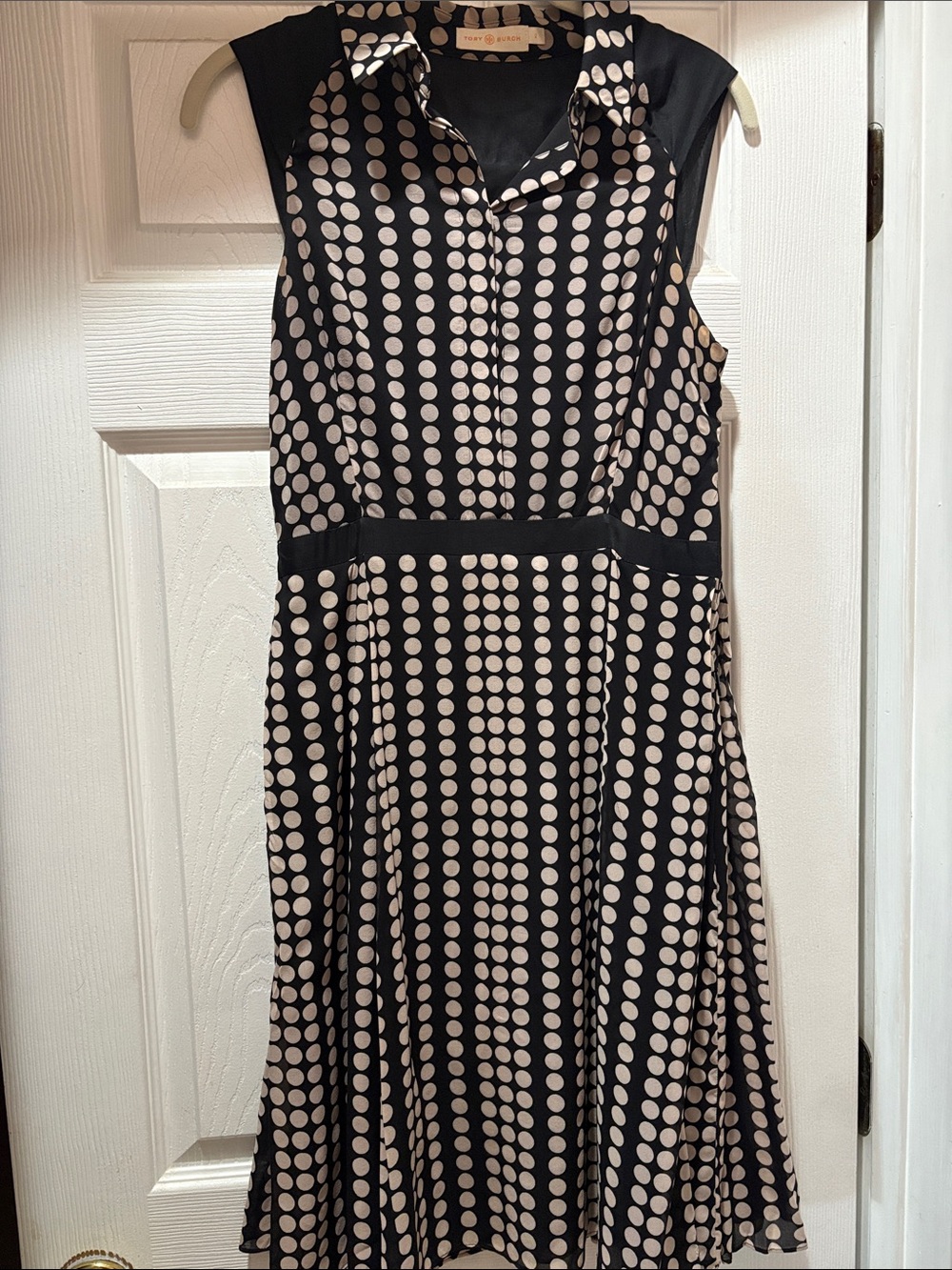 Tory Burch Black Dress with Cream Polka Dots
